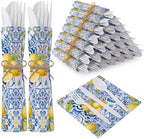 200 Pcs Capri Lemon Party Supplies for 50 Guests Disposable Set by Lanties