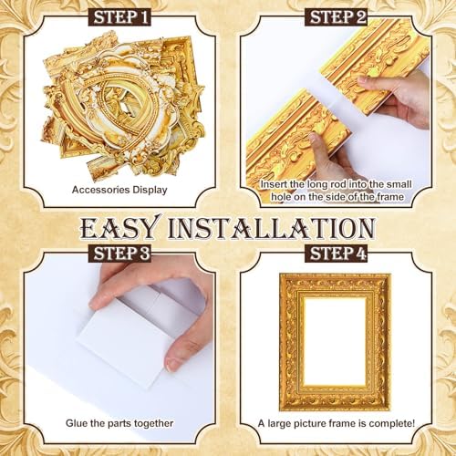 Lineshading 6 Pcs Large Photo Booth Props Gold Picture Selfie Frame 20 Inch - Image 4