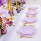 PULOTE 100PCS Purple Plastic Plates Disposable - Include 50 Dinner / 50 Dessert Plates Heavy Duty for Party, Wedding&Birthday - Image 4