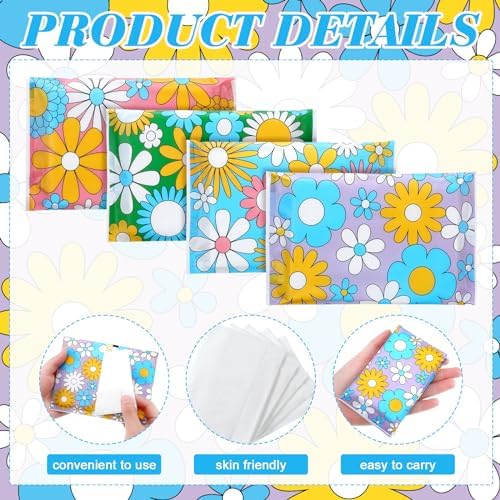 PerKoop 100 Pack Pocket Tissues Travel Slim Packs Small Facial Tissues Wallet Size Toilet Paper for Travel Guest Wedding Supplies, 4 Styles(Daisy) - Image 3