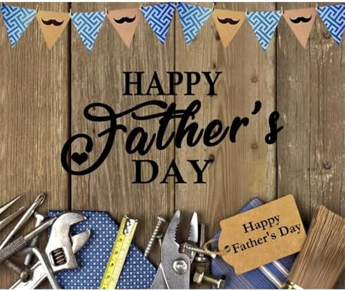 8x6ft Fathers Day Backdrop Brown Wall Wooden Fathers Day Backdrops for Photography Repair Tools Father's Day Photo Background I Love Dad Gender Reveal Newborn Party Banner Photo Booth - Image 3