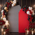 Tegeme 2 Set Gingham Arch Backdrop Cover 7.2ft 6.6ft Arch Cover, Black,Red by Tegeme