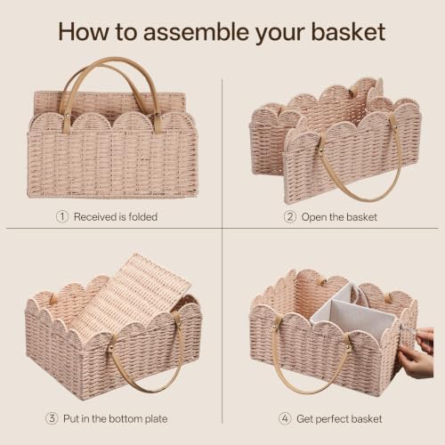 HBlife Baby Diaper Caddy, Paper Rope Storage Baskets Nursery Bin with Removable Divider, Portable Car Organizer for Diapers, Baby Shower Gifts, Newborn Essentials Must Haves - Image 7