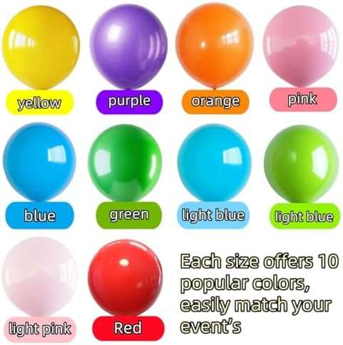 100 Pcs Giant Balloons Kit 18 24 36 Inch Mixed Size Latex pool Balloon, With 10 Colors - Party Decoration Supplies for Birthdays, Weddings, Events - Image 3