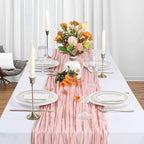 12 Pack Blush Pink Table Runner Cheesecloth 10Ft Gauze Cheese Cloth Table Runner 35x120 Inch Boho Sheer Rustic Fabric for Holiday Party Decor Baby Shower Wedding Decorations - Image 3