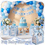 ForraFun 100 Sets Floral Wedding Favor Boxes with Pearl Pendant Bow, Blue - Image 4