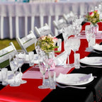 Breling 24 Pack Black and Red Tablecloths and Satin Runners Set - Image 6