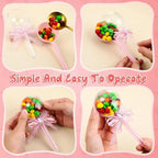 30 Pcs Rattle Party Favors Shower Bottles with Bow Crystal Bear Pacifier Ornament Pink Fillable Rattle Plastic Candy Bottle and 56 Thank You Label Stickers for Birthday Gift Decoration - Image 4
