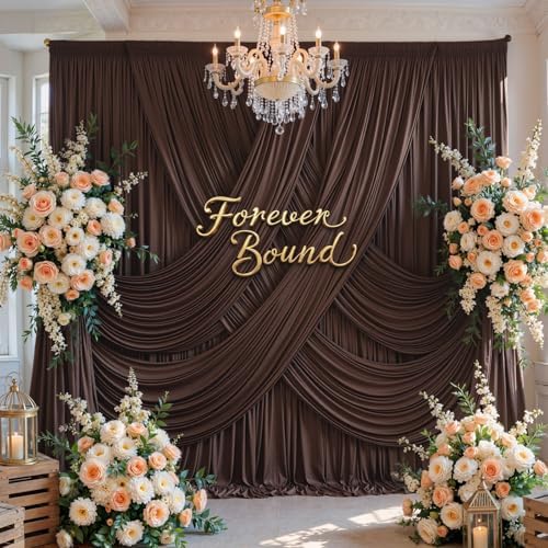 20FT x 15FT Wrinkle-Free Brown Backdrop Curtains for Wedding, 4 Panels Brown Fabric Photo Background Drapes for Wedding Reception, Birthday, Bridal & Baby Shower Decorations Photography - Image 3