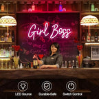 Girl Boss Neon Sign For Baby Birthday Decorations, Pink USB Led Light Up Signs for Girls Bedroom, Girl Boss Office Decor, Neon Wall Art Gift For Boss (15.7x7in) - Image 6
