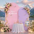 Pink Purple Arch Backdrop Cover for Wedding, 7.2FT 6FT Set of 2 Stretchy Spandex Fitted Arch Stand Cover for Baby Shower, Birthday Party Decor, Chiara Backdrop Cover with Double-Sided Design - Image 2