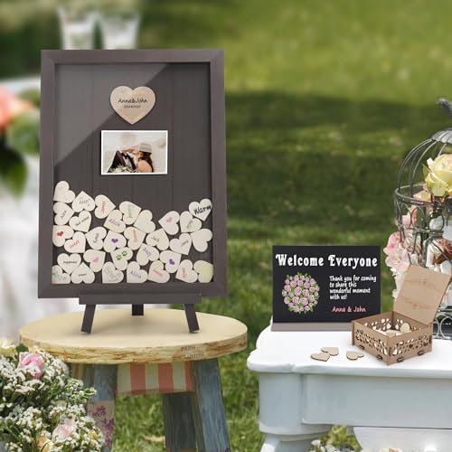 SELEAD Solid Wood Wedding Guest Book Alternative, Drop Top Words Sign Board - Image 2