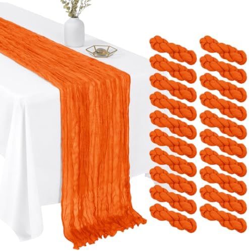 20 Pack Orange 17 x 108 Inch Cheesecloth Table Runner - Boho Gauze Sheer Fabric for Wedding Baby Shower Party Home Decor by Unknown