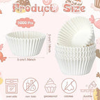 Jinei 5000 Pcs 5000 Pcs Cupcake Liners Bulk, 1.97" White Paper Muffin Cups - Image 2