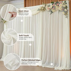 30ft x 10ft Beige Backdrop Curtains, Wrinkle-Free Sheer Chiffon Fabric Photo Backdrop Drapes for Wedding Arch Party Ceremony Stage Photography Decorations - Image 3