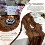 Brown Boho Cheesecloth Table Runner 12 Pack 17x108 Inch Sheer Gauze - Image 7
