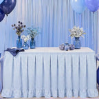 Flutesan 14 ft Blue Gingham Table Skirt for Rectangle Tables - Image 5