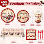 Ceenna 452 Pcs Derby Day Party Supplies for 50 Guests, Run for the Roses Derby Paper Plates Napkins Cups Tablecloth Cutlery Straw Disposable Tableware for Horse Racing Day Party Decorations - Image 2