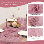 YMHPRIDE 12 Pack Cheesecloth Table Runner 35x120in Dusty Rose Table Runner - Image 4