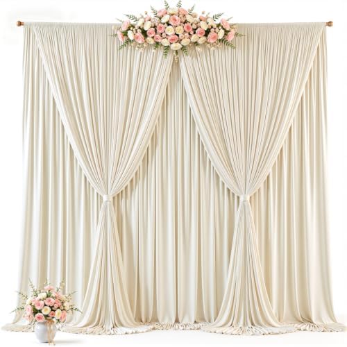 50ft x 10ft Beige Backdrop Curtains, Beige Cream Drapes for Backdrop Fabric - Image 6