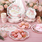 Newtay 250 Pcs a Sweet Little Girl Is on The Way Baby Shower Plates Napkins - Image 2