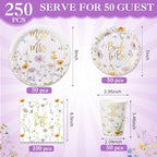 Pickmesh 250 Pcs Wildflower Bridal Shower Decorations Floral Miss to Mrs Plates and Napkins Sets Bride to Be Disposable Paper Tableware Set for Wedding, Engagement, Bachelorette Party, Serves 50 - Image 2