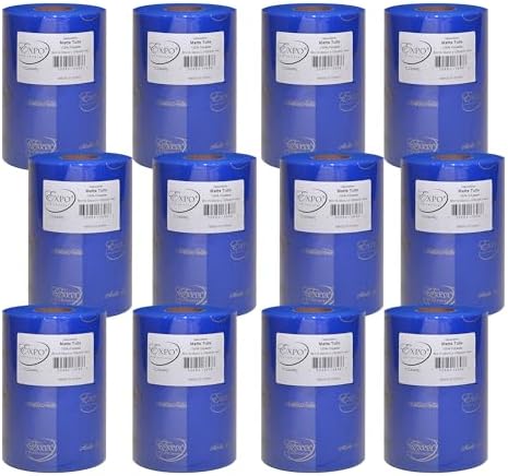 Expo International Decorative Matte Tulle, Roll/Spool of 6” X 100 Yards, Lightweight Polyester Tulle Fabric for Tutus, Costumes, and Party Decorations, Washable, Easy-to-Use, Pack of 12, Royal Blue by ExpoInternational