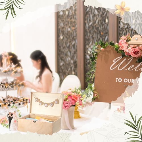 Geelin Wooden Wedding Card Box with Letter Flag Rustic,Natural Color - Image 4