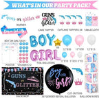 Hombae Guns or Glitter Gender Reveal Decorations, 169 PCs Boy or Girl Gender Reveal Decorations What Will Baby Be Backdrop Balloon Garland Banner Tablecloth Cake Cupcake Topper Cutout Poster Sash - Image 2