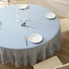 Dust Blue White Gingham Tablecloth Round Dia.70“ - Image 4