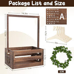Baby Shower Gifts Basket Wooden Crate, Personalized Wooden Letters and Clothes Hangers New Born Baby Girl Boy Gifts Vine Decorations Cute Closet with Handle Pregnancy Gifts for New Mom Parents Brown - Image 3