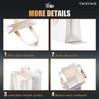 40Pcs 5.25"x3.75"x8" Kraft Paper Bags with Ribbon Handles - Bulk White Paper Gift Bags for Wedding, Party, Retail - Image 4