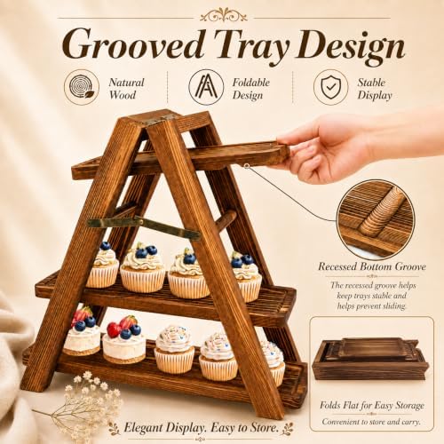 Wooden Cupcake Stand, 3 Tier Dessert Display Rack for Baby Shower Party - Image 3