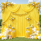 20ft x 12ft Yellow Backdrop Curtains Wrinkle Free Backdrop Curtain for Wedding Parties Yellow Fabric Backdrops Drapes Back Drop Cloth Bridal Shower Stage Curtains Wedding Decorations for Reception - Image 2