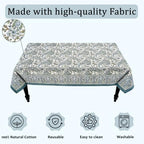 Ridhi Asparagus Blue Paisley Hand Block Print Cotton Rectangle Tablecloth 52x72 inch Reusable Table Cover Decorative Everyday Use for Dining Room, Farmhouse, Home Gift for Spring, Summer - Image 7