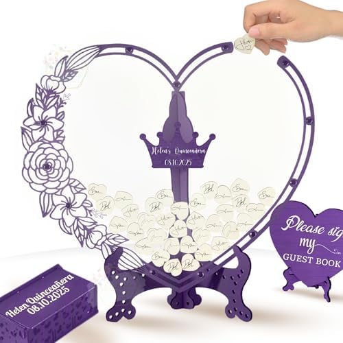Personalized Quinceanera Guest Book Alternative, Wooden Heart Drop Sign-in by GIFTSH0PBYHELEN