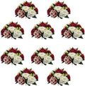 10Pcs Rose Balls for Centerpieces (Burgundy & Dusty Rose & White) by QUTUNI