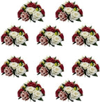 10Pcs Rose Balls for Centerpieces (Burgundy & Dusty Rose & White) by QUTUNI