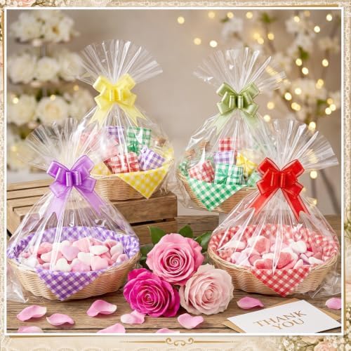 Novabright 24 Sets Baskets for Gifts Empty with Cellophane Wrap, Beige - Image 4