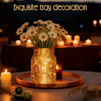 20 Pcs Painted Mason Jars with 20 Light Strings and 1 Ribbon Gold Glass Centerpiec Jars for DIY Table Wedding Housewarming Home - Image 5