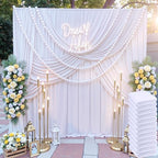 60ft x 10ft Wrinkle Free White Backdrop Curtains for Parties Wedding, 12 Panels 5x10ft Silky Soft Polyester Photo Backdrop Drapes for Party Birthday Baby Shower Photography Cloth Background by ENJOYYOURPARTY