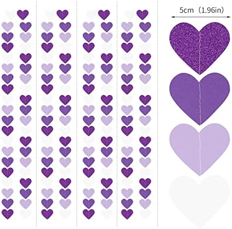 Purple Lavender White Streamers Birthday Banner Baby Bridal Shower Wedding Engagement Bachelorette Graduation Decorations Heart-Garland and Tissue Pom Poms,Women Girl Birthday Supplies Tassel Garland - Image 3