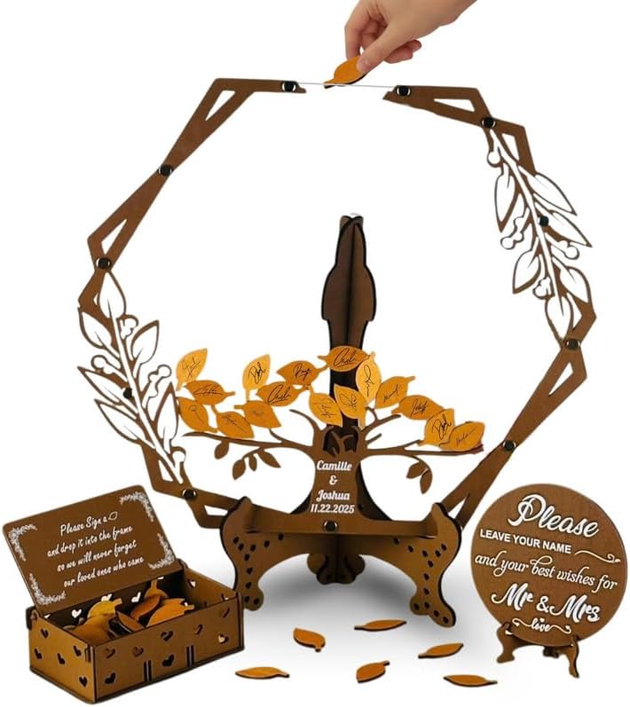 Wedding Guest Book Alternative Tree Drop Box, Personalized Rustic Wood by Handmade