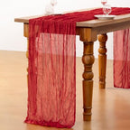 DeZerlor Red Cheesecloth Table Runners 6 Pack Christmas Runners - Image 5