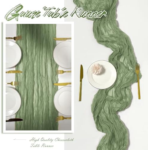 30 Pack Sage Green Cheesecloth Table Runner 17 x 108 inch Cheese Cloth Table Runners 9ft Green Table Runner Rustic Romantic Sheer Gauze Runner for Wedding Party Baby Shower Table Decoration - Image 6