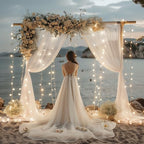 Tulle Backdrop Curtains with Lights Sheer White Curtain Backdrop 20x10ft - Image 7