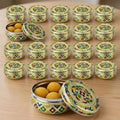 LOVENSPIRE Meenakari Stainless Steel Storage Box with Lid (250gm) Decorative Round Indian Food Container for Sweets, Kitchen Items & Return Gift Favors Pack of 20 by LOVENSPIRE