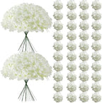 65Pcs White Hydrangea Artificial Flowers Bulk for Home Decor by Cherica