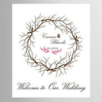 DIY Fingerprint Signature Sign in Book Customized Lovebirds Branches Wedding Guest Book Alternatives with Ink Pad for Wedding Party Decorations-60x80cm - Image 2