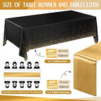 Breling 24 Pack Black and Gold Tablecloths and Satin Table Runner Set - Image 2